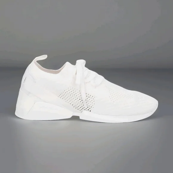 Giorgio Armani Womens White lace-up fabric sneakers w leather details Wms US 10 - Picture 4 of 8